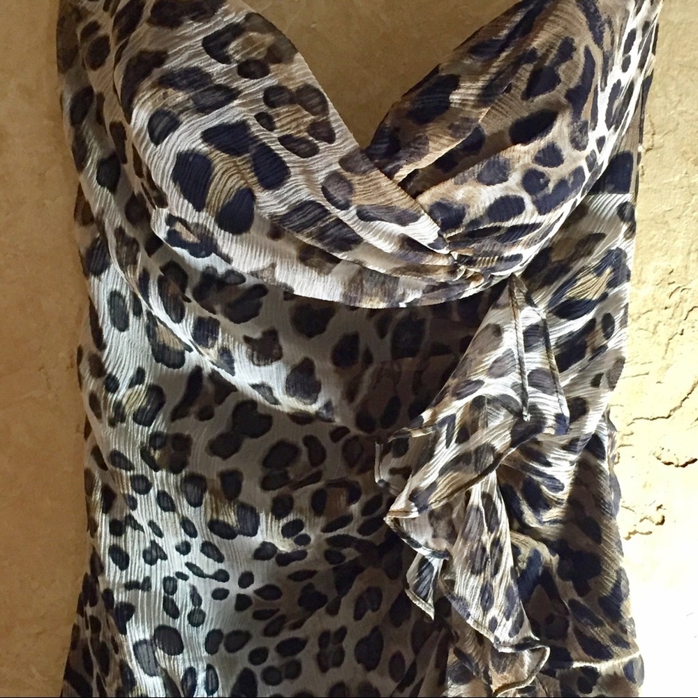 Bebe Strapless Leopard Cocktail Dress